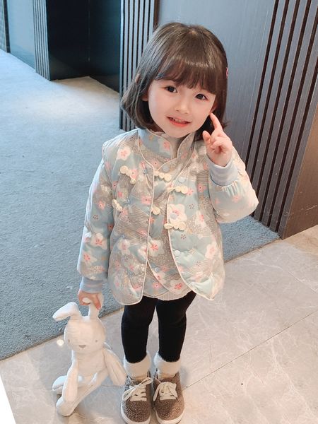 

girls inner liner 20 new autumn and winter warm children's chinese light down jacket, Blue;gray