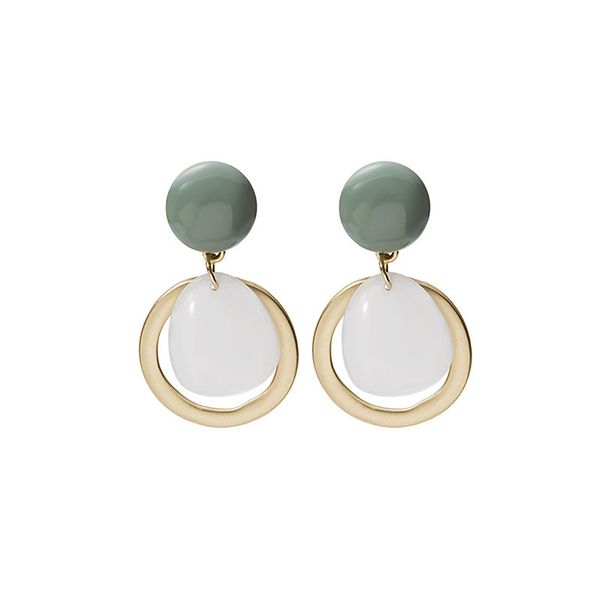 

корейские геометрические круглые подвески серьги для женщин мода смола акриловая геометрическая свита серьги ювелирные изделия, Silver