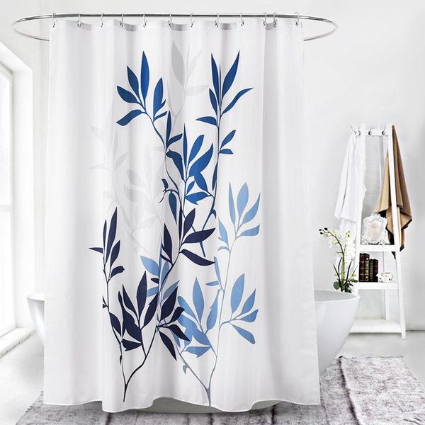 

shower curtains wholesale leaves design polyester eco-friendly material bathroom curtains 5pcs ing