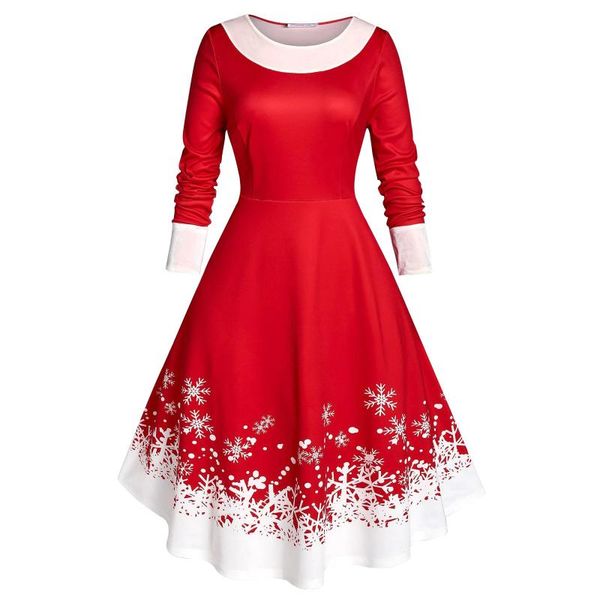 

casual dresses robe vintage dress plus size women christmas snowflake print velvet party long sleeve vestidos elegantes para mujer 2021, Black;gray