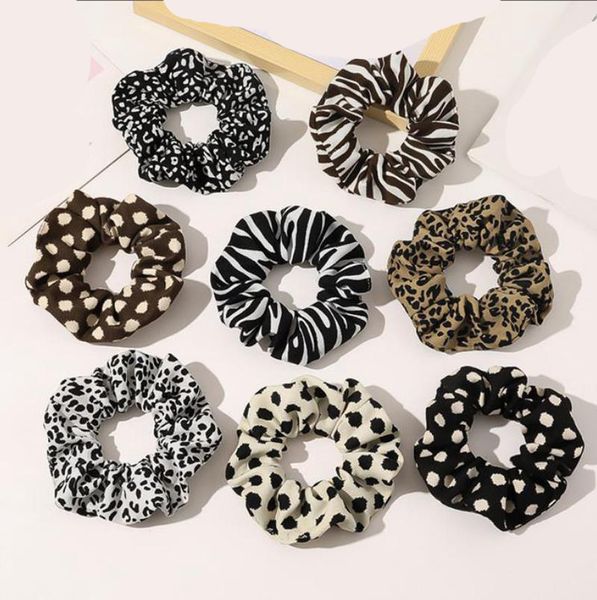 Leopard scrunchies fairband ретро ретро женщина девушка эластичные кольца волос религиозные стяжки хвостик держатель элегантных модных волос аксессуары 14 дизайнов