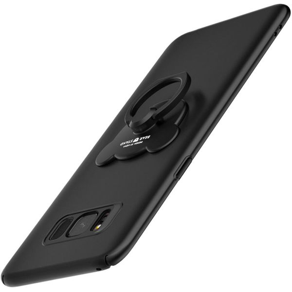 

aiqaa for galaxy s8 solid color metal paint plastic pc dropproof protective case with bear ring holder