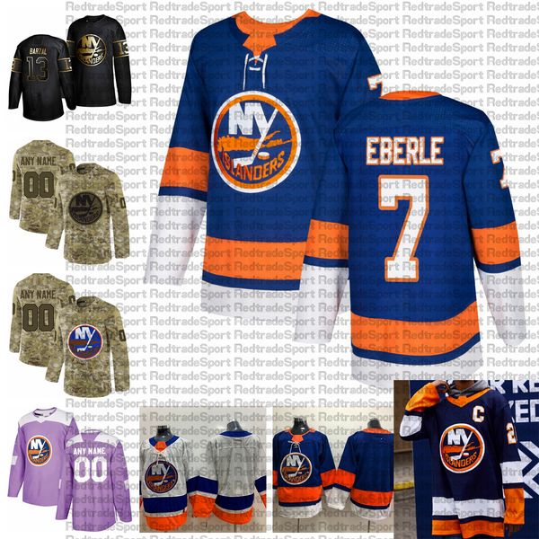 

2021 customize #7 jodan eberle new york islanders jerseys golden edition camo veterans day fights cancer custom stitched hockey jerseys, Black;red