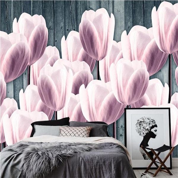 

wallpapers european style wallpaper tulip custom 3d walls modern po wall mural for study living room kid's restaurant