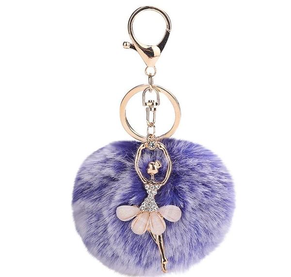 

gemixi 8cm cute dancing angel keychain pendant women key ring holder pompoms key chains gifts for women bag acces jllouo bde_jewelry, Silver