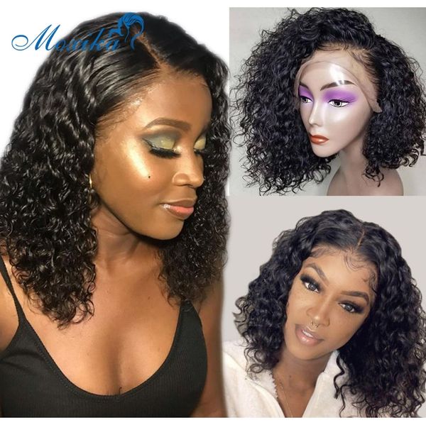 

водяная волна кружева передних париков pixie cut wig bob wig бразильские парики волос bob кружевные фронтские парики 4x4 закрытие парик кудр, Black;brown