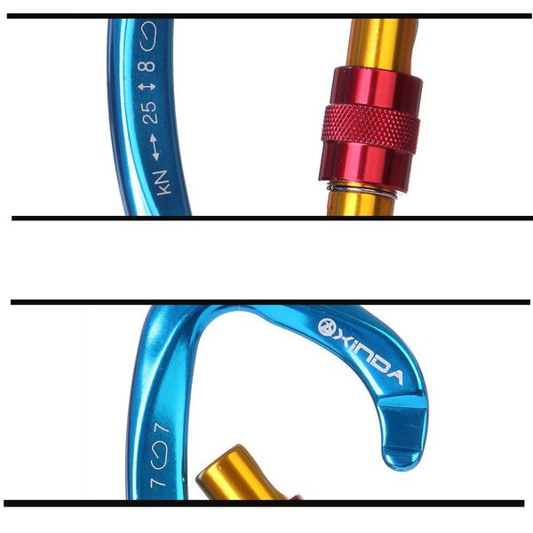 

xinda 25kn mountaineering caving rock climbing carabiner d shaped safety master screw lock buckle escalade equipement h wmtkmp