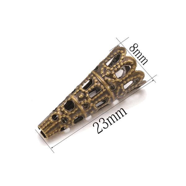 

50pcs lot rhodium alloy bugle cone bead caps crystal pendulum pendant end cap for diy jewelry making supplies findings h jllekt, Silver