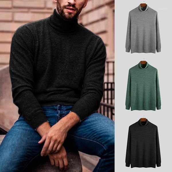 

2020 new autumn winter men's sweaters mens turtleneck solid color casual sweater male slim fit knitted pullovers bottoming 1, White;black