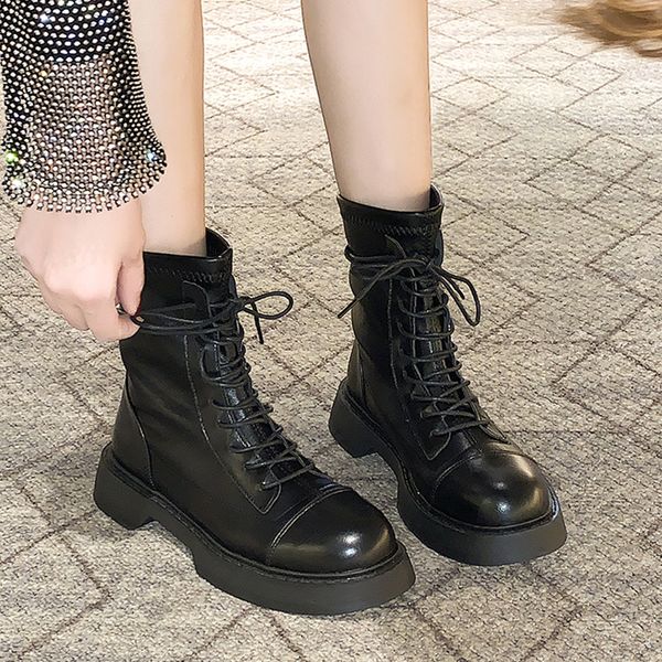 

leather from black plutonium ankle for the women 2020 elastic lace up to long winter boots