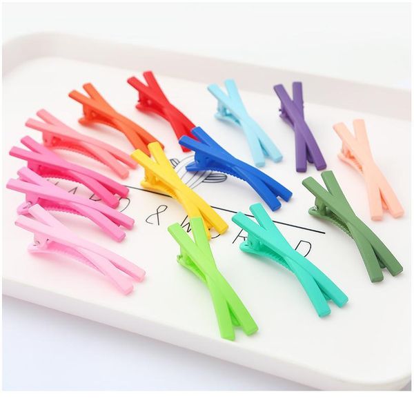 

1pc 6cm candy ins korea style solid mix color matte plastic duckbill barrette hairpin hair clips styling tool acc qylcbh, Black;brown