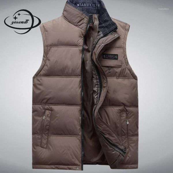 

yauamdb men vests coat autumn winter size xl-4xl male cotton pockets waistcoat solid zipper sleeveless warm slim jacket y571, Black;white