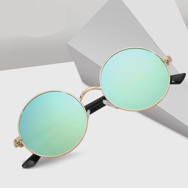 

sunglasses vintage circle round women reflective mirror sun glasses metal frame female shades brand designer lunette de soleil, White;black