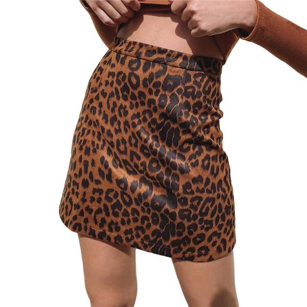 

fashion trendy autumn winter women leopard a line mini skirts casual high waist slim retro stylish zip up bodycon beige brown, Black