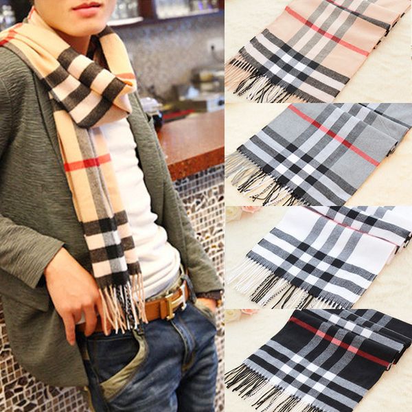 

autumn and winter new style british check size babbage men's high grade cashmere scarf, Blue;gray