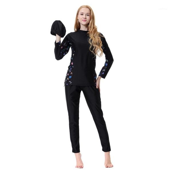 

muslim set swimwear islamic hijab islam wear bathing suit women modest patchwork full cover long sleeve swimsuit1, Red