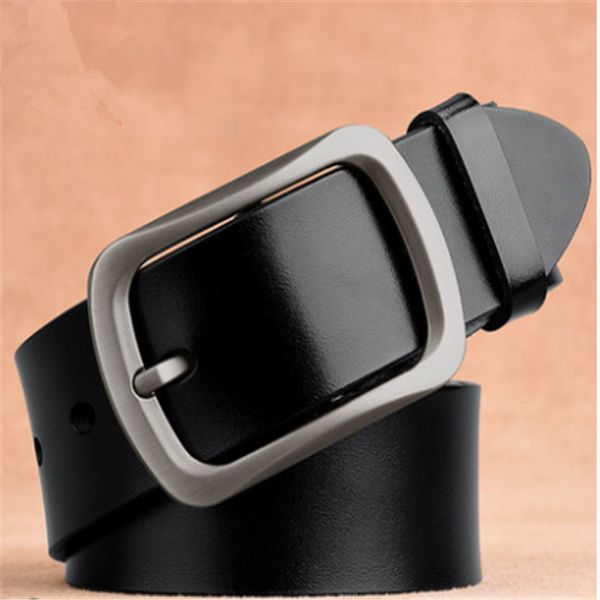 

leather belt men leather buckle pure cowhand belt men middle-aged youth casual jeans men belt young people, Black;brown