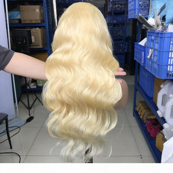 

popular body wave 613 blond human hair wigs bleached knots lace front wigs brazilian malaysian medium size swiss lace cap lace front wigs, Black;brown