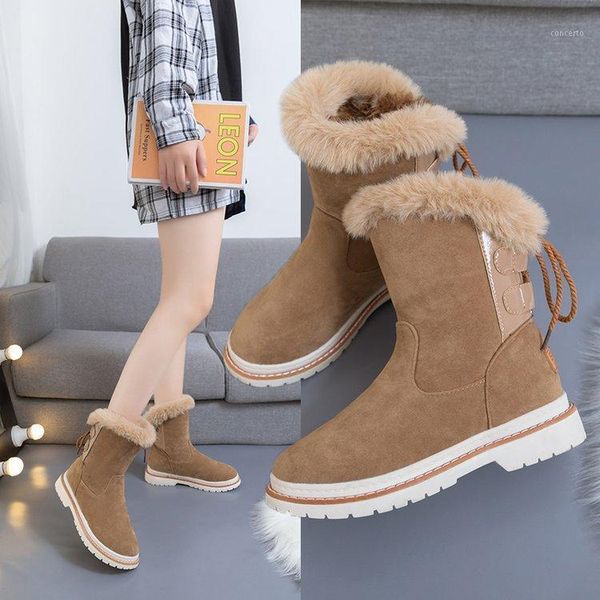 

winter new cotton shoes casual fashion short tube low heel ladies boots solid color round head snow boots women's1, Black