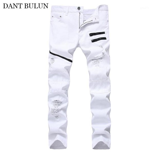 

straight ripped jean for men slim scratched zipper pocket decorate trousers hip hop denim pants casual distressed black jeans1, Blue