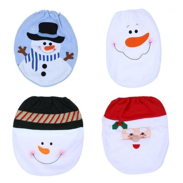 

christmas decorations 3pcs santa cover toilet seat and claus bath mats 1 set foot pillow year decorations1