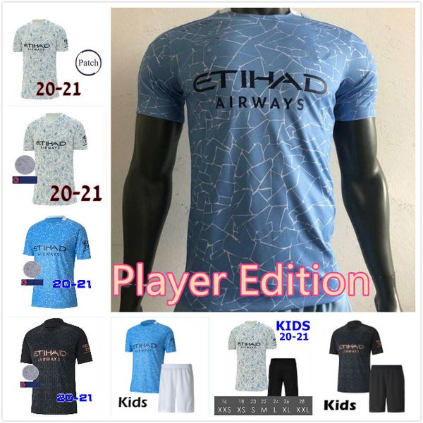

20 21 city kun aguero manchester man kid kit kit стерлинг махрез футбол джерси мальчик иисус де бруйн сан-де-бруйн мальчики футбольные рубаш, Black;yellow