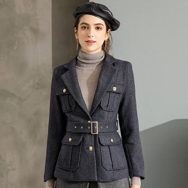 

women's suits & blazers winter design checkered slim belt temperament professional suit retro female outwear blazer, White;black