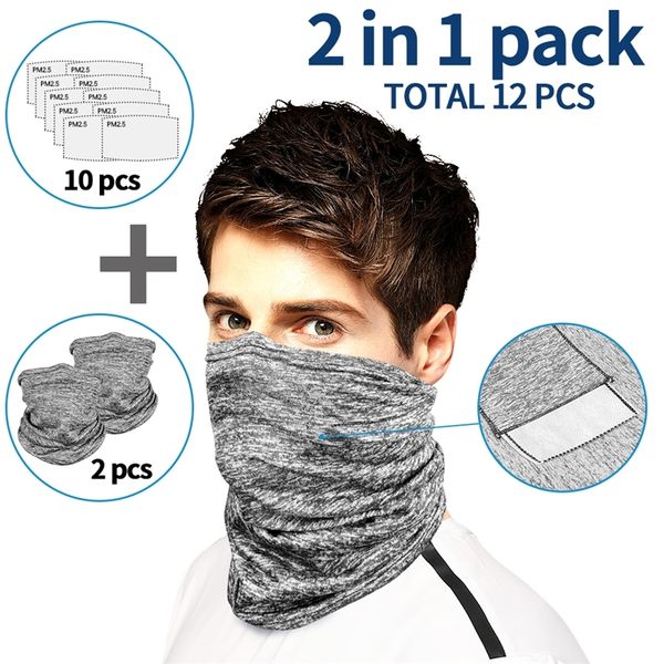 

face cover 17pcs filter multifunctional headwear sports-headbands neck gaiter non-slip breathable bandanas for sun uv bandanas y201007, Blue;gray
