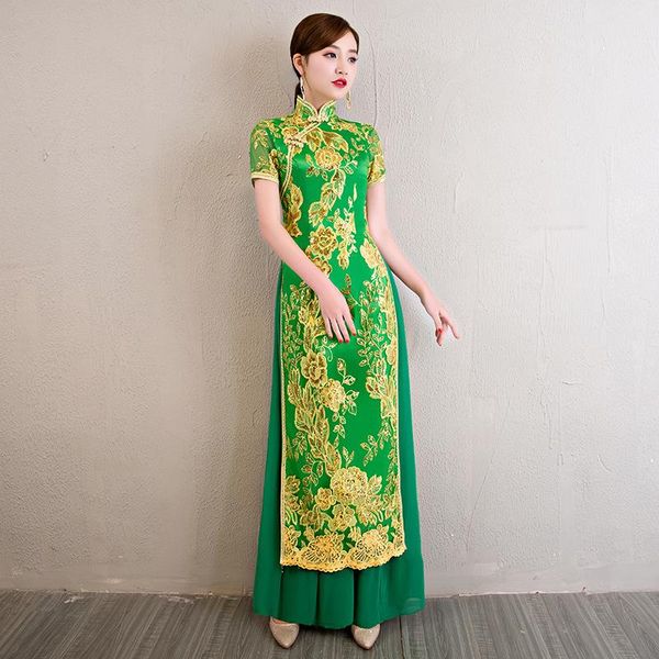 

modern chinese wedding gowns traditional qipao cheongsam design evening dress embroidery dresses vestido oriental plus size 4xl, Red