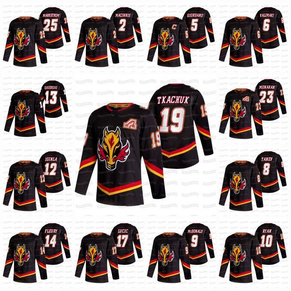 

matthew tkachuk calgary flames 2021 reverse retro johnny gaudreau jacob markstrom monahan sam bennett lindholm backlund mcdonald jersey, Black;red