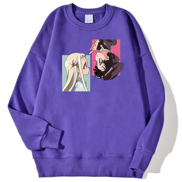

jibaku shounen hanako kun hoodie men harajuku anime print streetwear autumn fleece pullovers casual crewneck men's clothing, Black