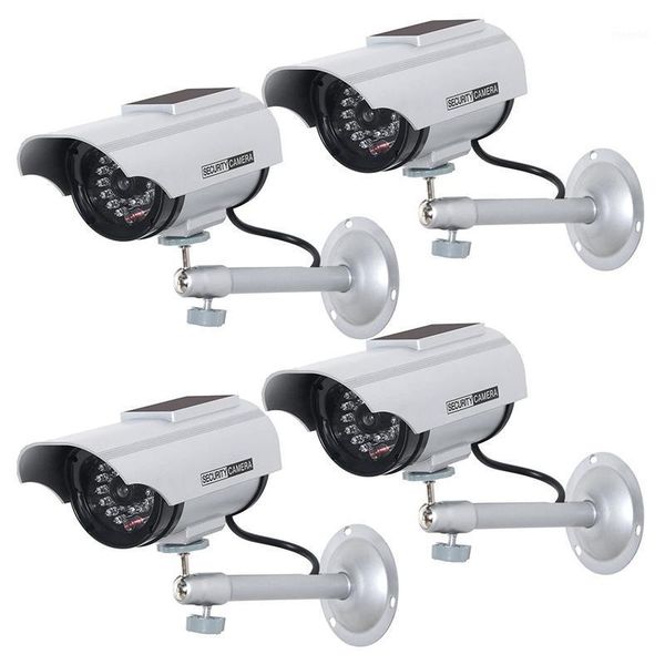 

4 pack solar powered dummy fake simulated surveillance security cctv e camera indoor outdoor with led light warning security1
