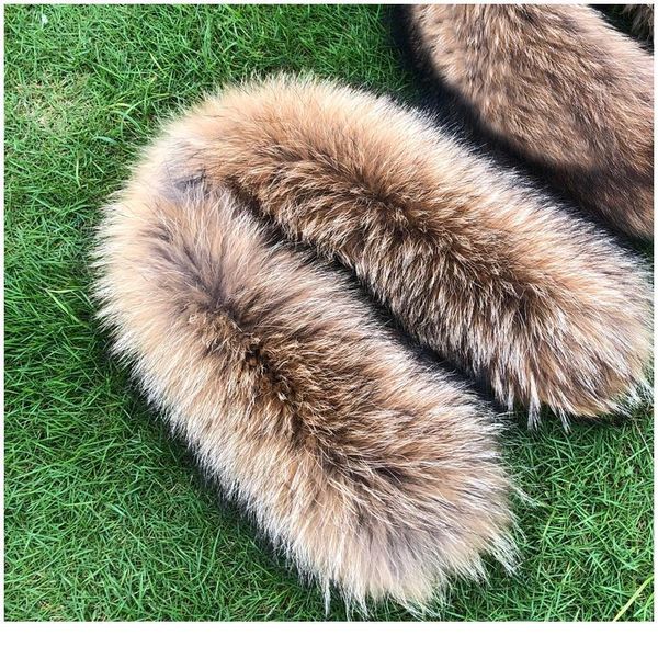 

100% natural jacket fur collar real raccoon fur women scarves winter coat female neck cap long warm genuine f qylmhi