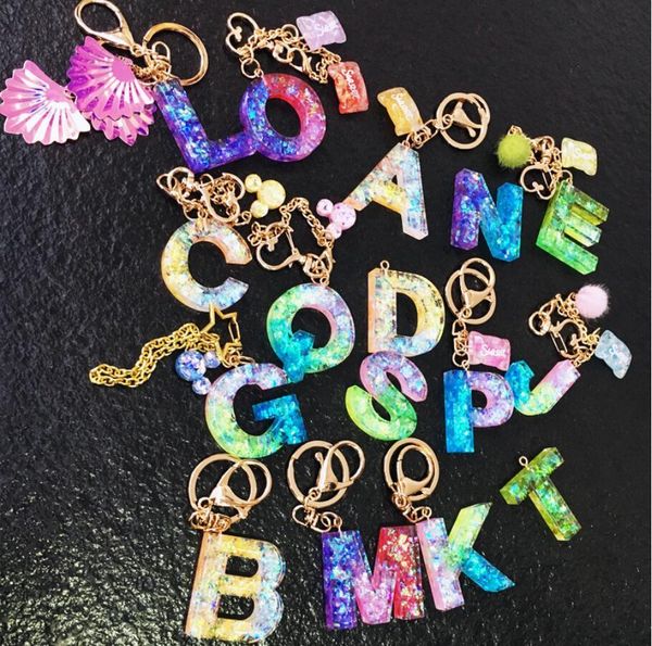 

sweet designer key chain new color girl candy letter key chain student bag pendant lovely cute fun car ornaments female, Slivery;golden