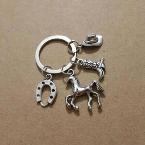

keychain western cowboy cowboy boots cowboy hat horse for keys car bag charm key ring handbag couple key chains jewelry 687, Slivery;golden