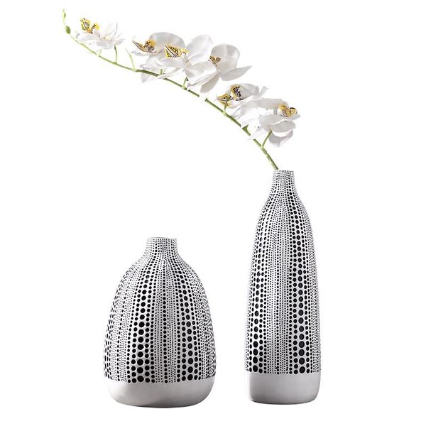 

vases street art yayoi kusama black and white wave point resin flowerpot creative dried flower decoration vase
