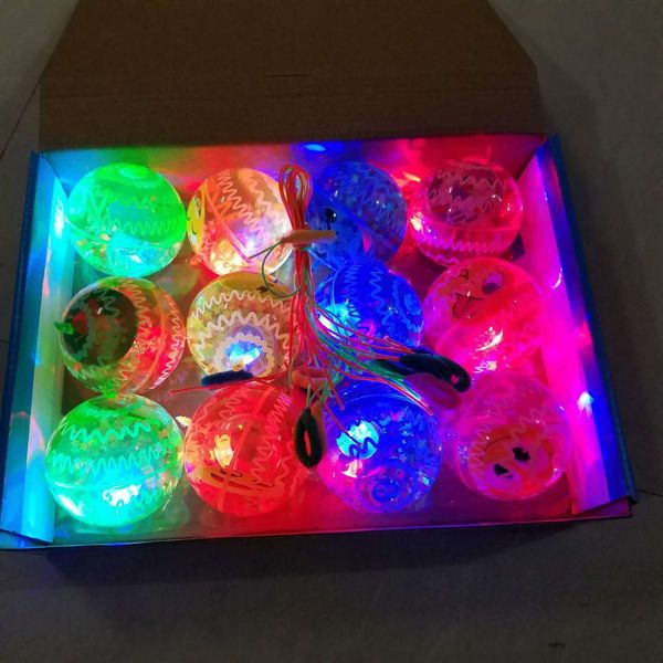 

crystal bouncy ball with diameter of 6.5cm flashing hairtail fish glows in a water balloon cartoon jumping ball toy for children
