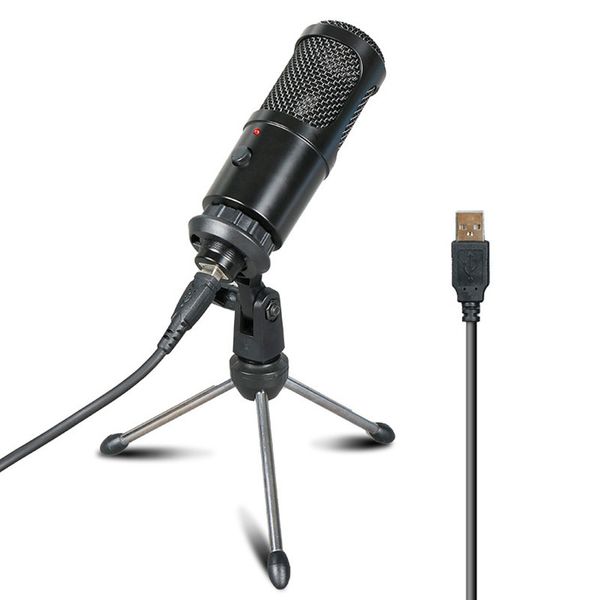 Microfone de gravação de condensador USB com suporte Live Cardioid Studio Gravação Vopons sobre microfone para laptop / windows