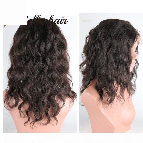 

natural wave lace front wig curly virgin human hair lace wigs 130% 150% density for black women full lace wig julienchina bella hair, Black;brown
