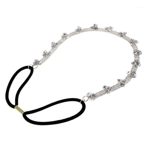 

hair clips & barrettes copper crystal headbands for bride elastic rhinestone band head chain women accessories1, Golden;silver