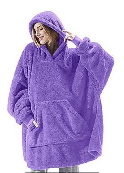 

2021 new womens fleece hooded blanket sweatshirts pullovers cape poncho lounge wear n720, Black