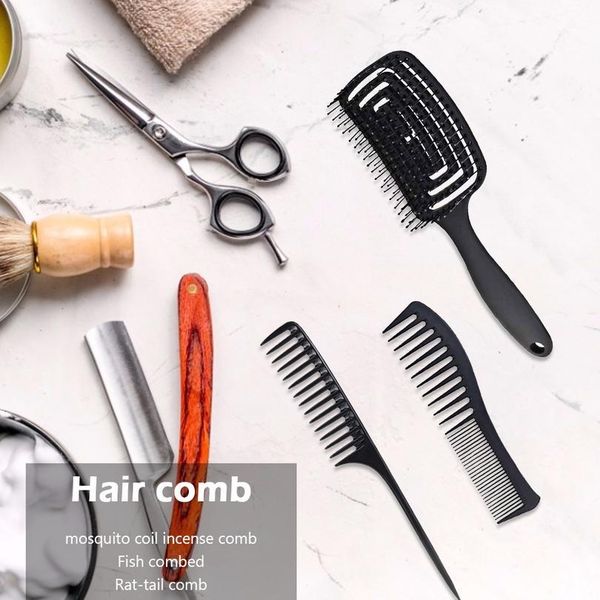

plastic wide-tooth comb ribs comb large tooth vent hair scalp mas hairbrush anti-static jllgxu, Silver
