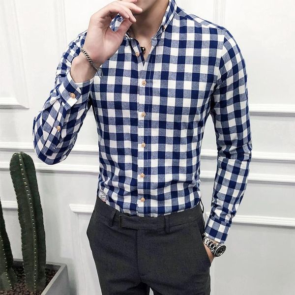 

4xl single breasted long sleeve shirt men korean men clothes designer checked shirt workout streetwear male plaid xxxxl1, White;black