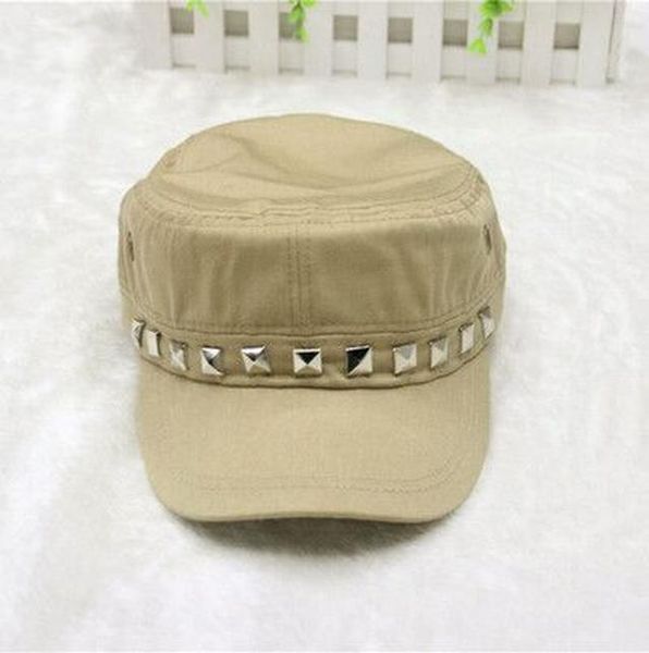 

2017 новый 1 шт. классические женщины мужчины snapback заклепки крышки винтажные шляпы кадетский военный патрульный капитал регулируемый gor, Black;white