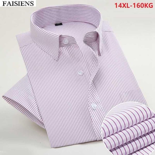 

striped summer men short sleeve shirt plus size big 6xl 7xl formal business office shirts 8xl 9xl 10xl 12xl 14xl 58 dress shirts, White;black