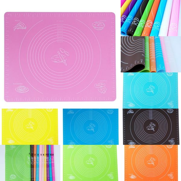 

50x40cm silicone cake dough fondant rolling cutting mat baking pad pastry boards cookie decorating kitchen tools 6 nspzc