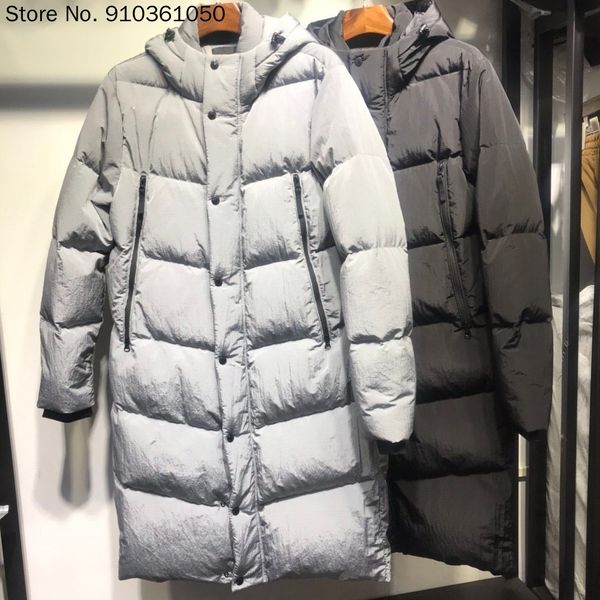 

2020 winter new x-long winter down jacket men women compass badge patch embroidery white duck down jackets coats men q1209, Black