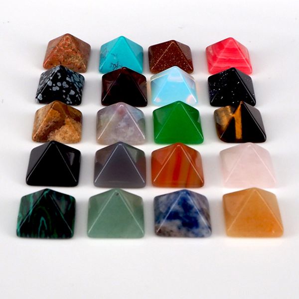 

natural and artificial crystal semi-precious stone reiki symbol energy healing seven chakra pyramids ring stones 14mm, Black