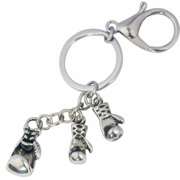 

keychains boxing glove charms keychain men hippie fitness gym key ring car purse bag buckle pendant sports hip hop jewelry1, Silver