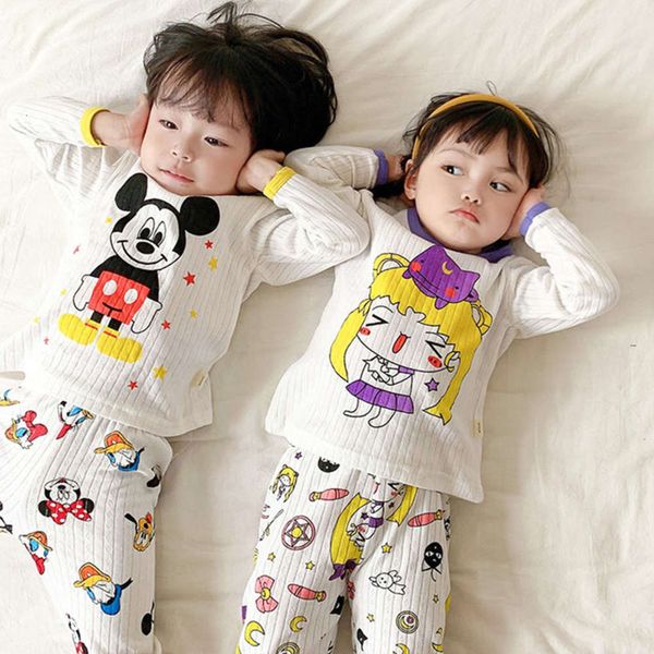 

j20 children's autumn pajamas thin sle all cotton breathable girl's lovely boy's long sve home cloth, Blue;red